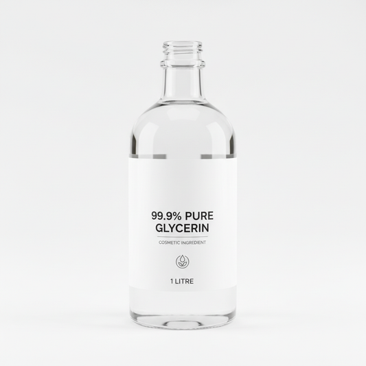 99.9% pure glycerin 1 litre clear bottle on white background