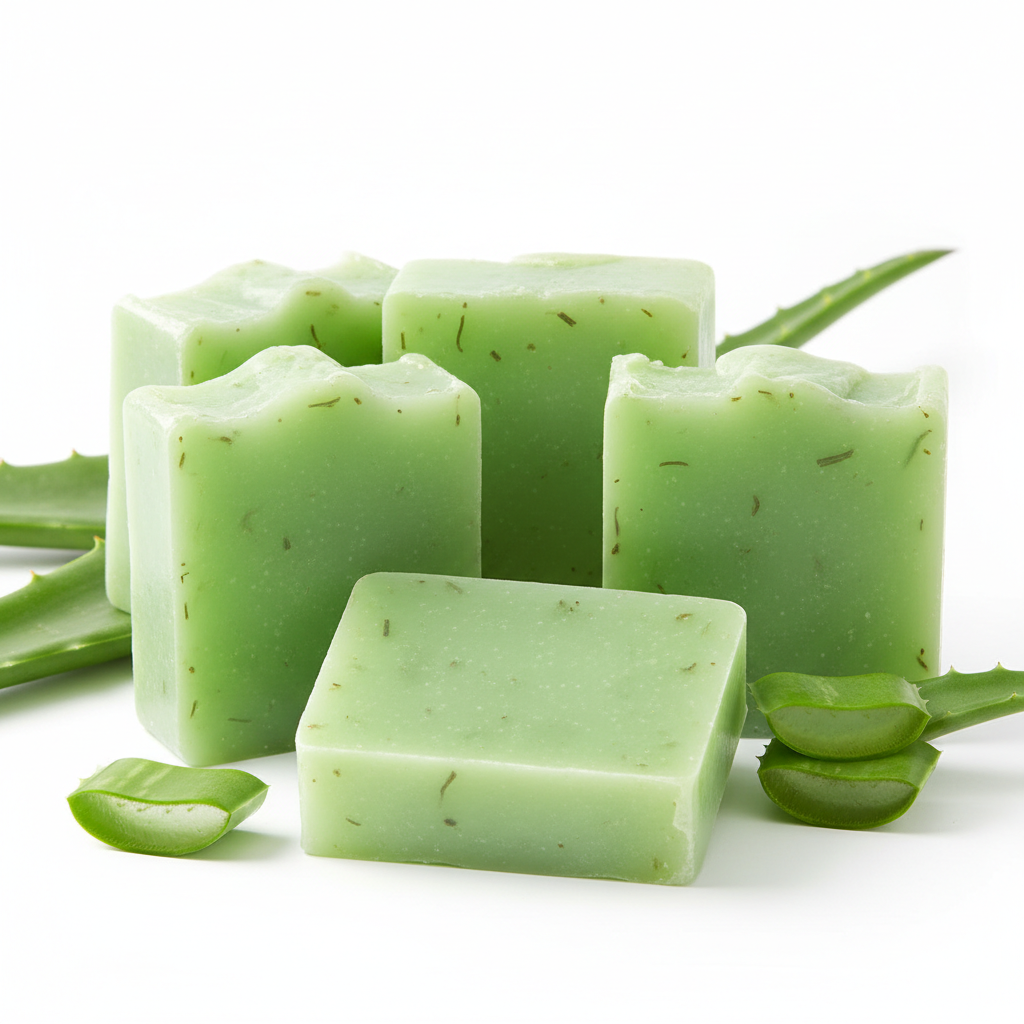 Aloe vera soap base bars, light green translucent, natural handmade cosmetic ingredient